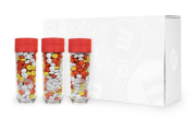 PERSONALIZABLE M&M’S THREE SMALL GIFT JARS IN WHITE GIFT BOX
